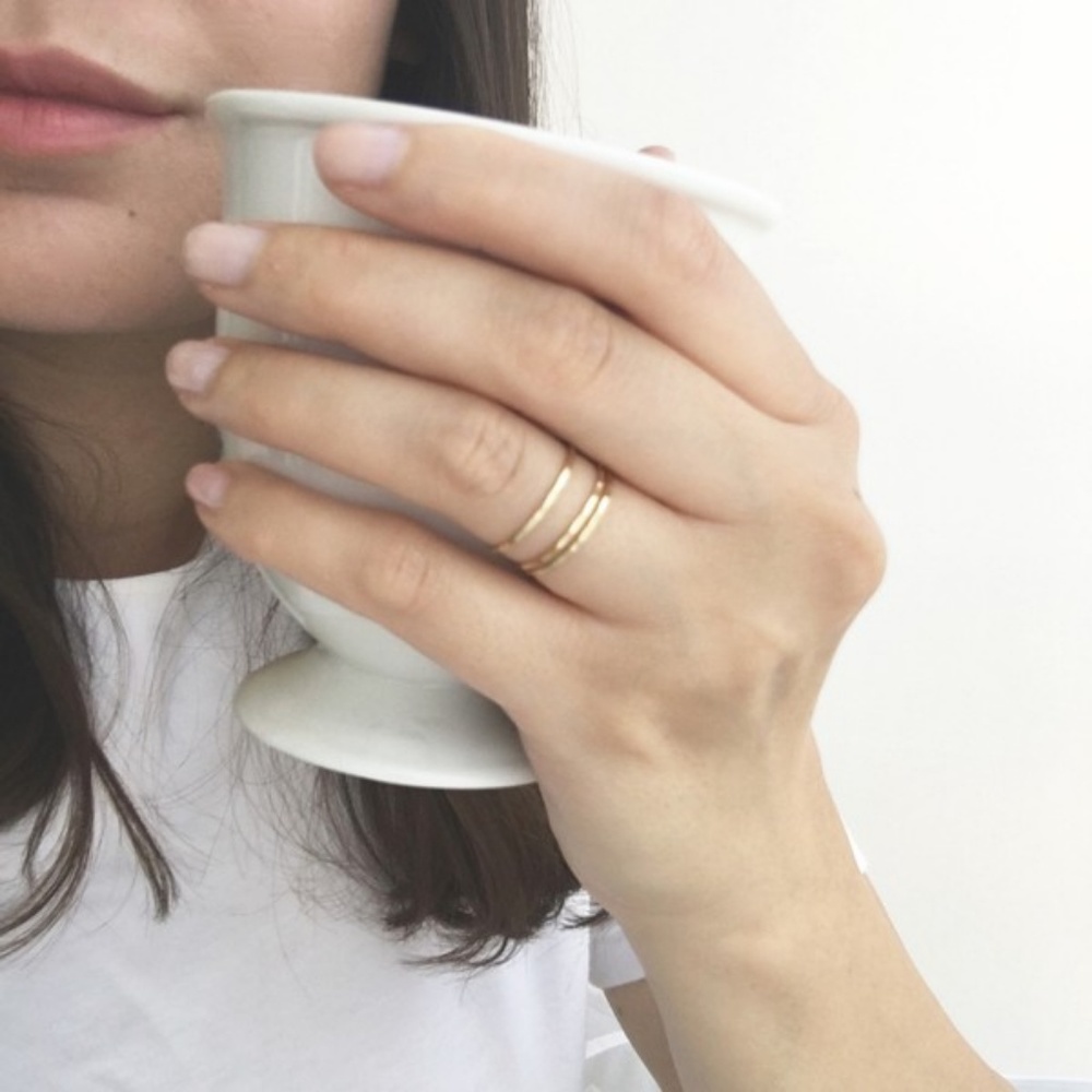 HoneyCat Rose Gold Skinny Stack Ring Trio - Picture 3 of 4